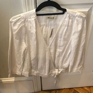 Madewell white oxford wrap shirt